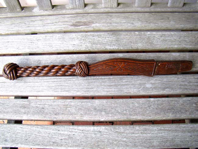 A Fabulous and Historic Tiller carved in honor of Vice Admiral Alexander Cochrane and Admiral Lord Bridport and dated 1843